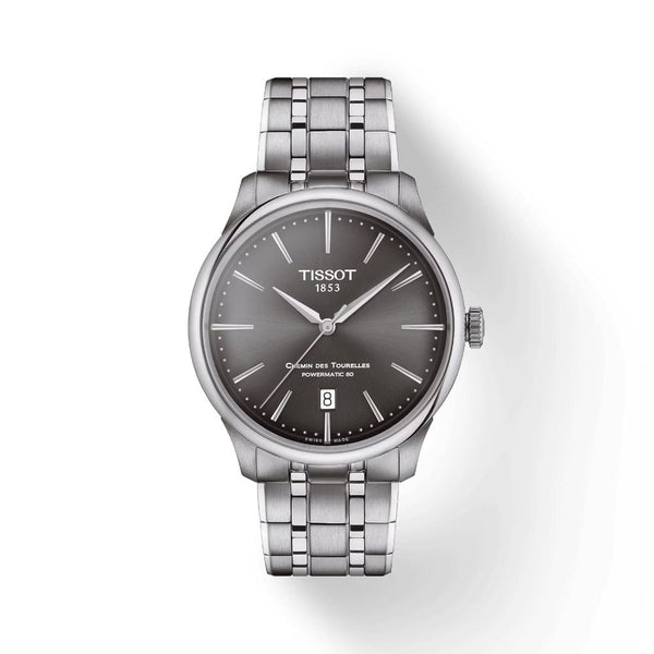 Tissot Chemin des Tourelles Powermatic 80 Grey Steel 39mm Watch T1398071106100