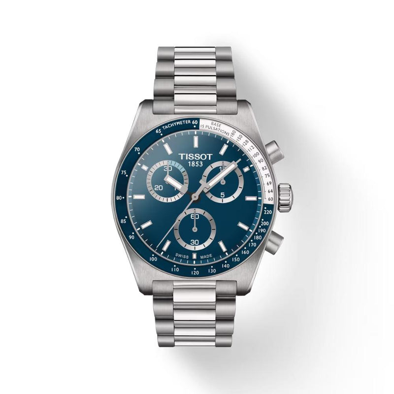 Tissot PR516 Chronograph Quartz Silver Steel Blue Dial 40mm Watch T1494171104100