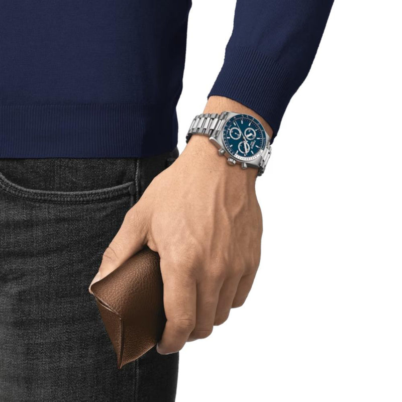 Tissot PR516 Chronograph Quartz Silver Steel Blue Dial 40mm Watch T1494171104100