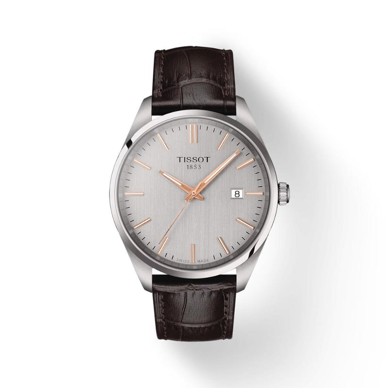 Tissot PR100 Brown Leather Sliver Dial 40mm Watch T1504101603100