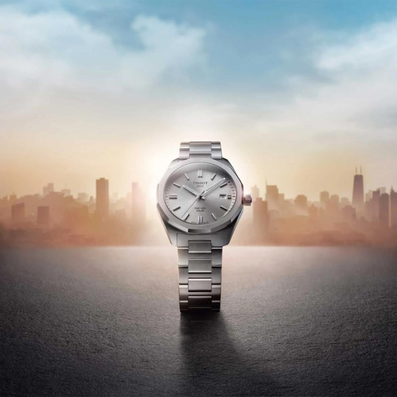 Tissot PRC 100 Solar Silver Tone Steel 39mm Watch T1514221103100