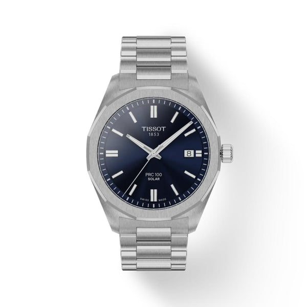 Tissot PRC 100 Solar Silver Steel Blue Dial 39mm Watch T1514221104100