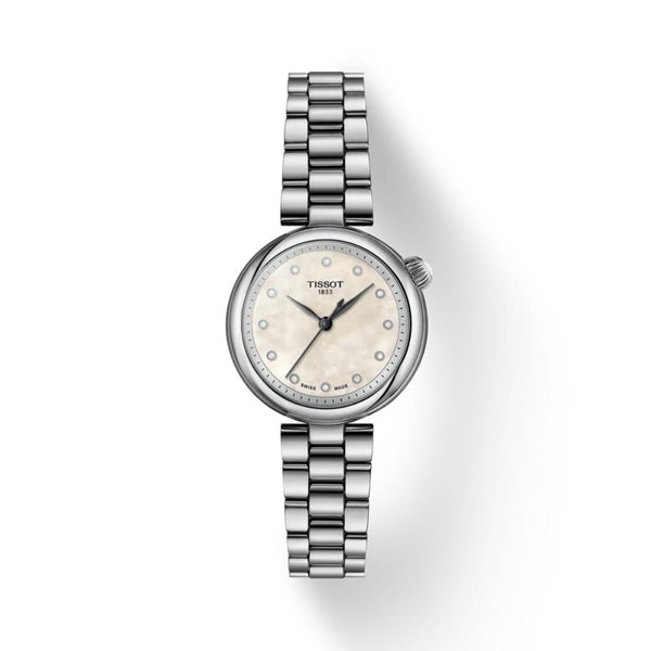 Tissot T- Lady Desir Quartz Silver Steel White Mother of Pearl Dial 28mm Ladies Diamond Watch T1520101111600