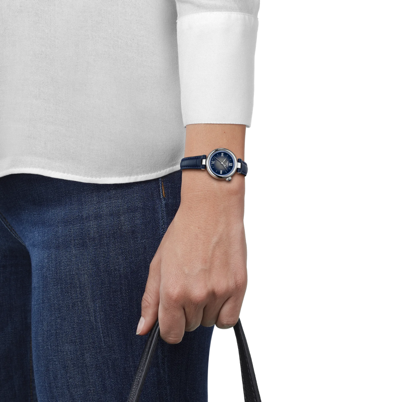 Tissot T- Lady Desir Quartz Silver Steel Blue Leather Strap 28mm Ladies Watch T1520101603801