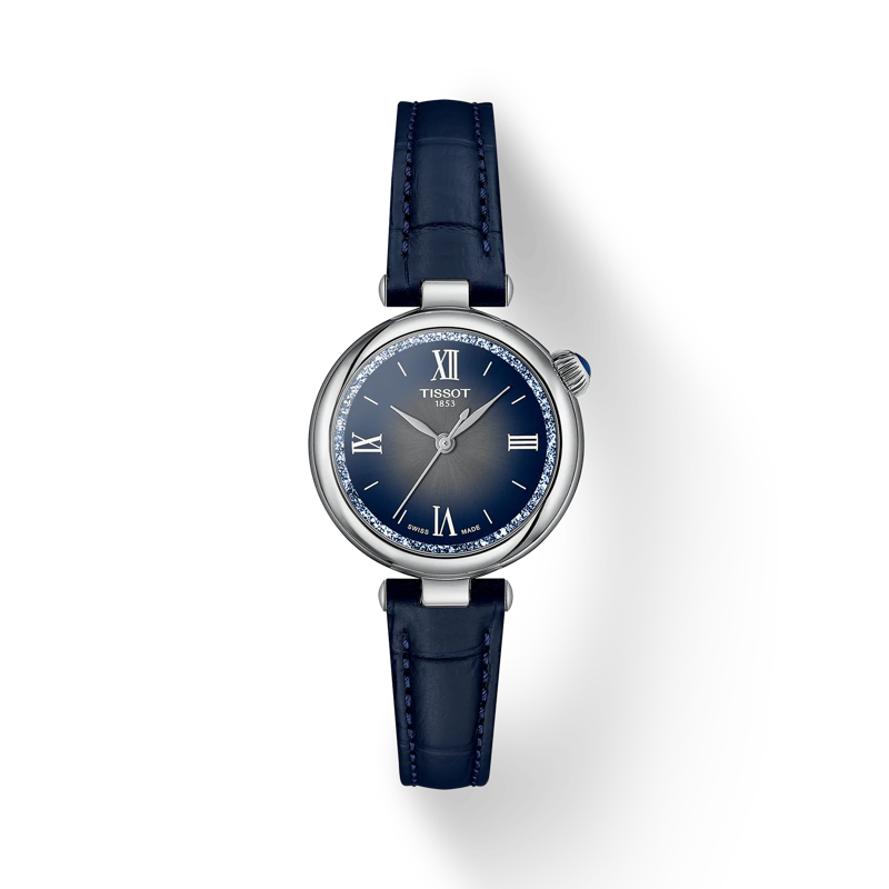 Tissot T- Lady Desir Quartz Silver Steel Blue Leather Strap 28mm Ladies Watch T1520101603801