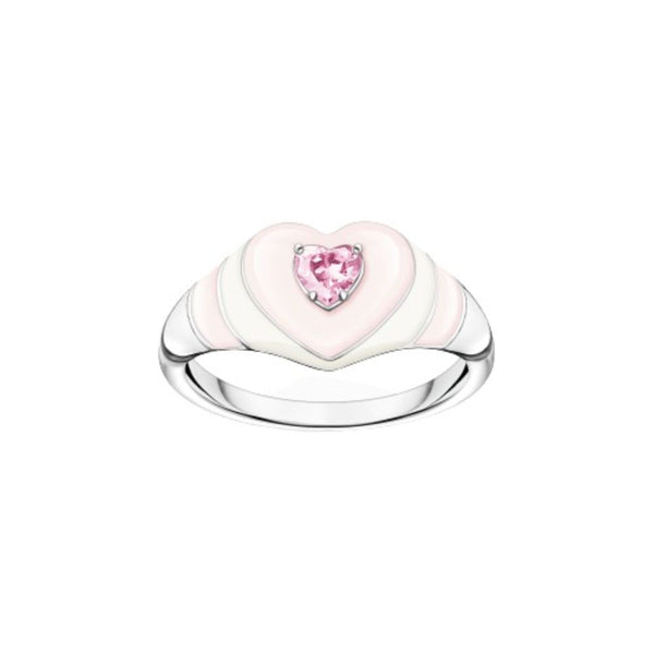 Thomas Sabo Silver Heart with Pink Cubic Zirconia Ring TR2435-041-9