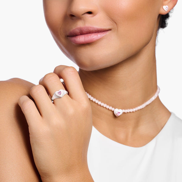 Thomas Sabo Silver Heart with Pink Cubic Zirconia Ring TR2435-041-9