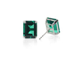 Carat London 9ct White Gold Fulton Emerald Double Prong Stud Earrings