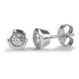 9ct Gold Diamond Rubover Bezel Stud Earrings