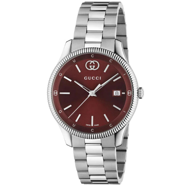 20% OFF - Gucci G-Timeless Quartz Silver Steel Burgundy Dial 38mm Watch YA1264239