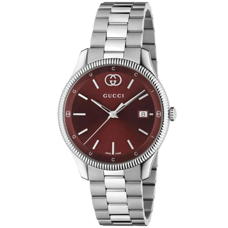 20% OFF - Gucci G-Timeless Quartz Silver Steel Burgundy Dial 38mm Watch YA1264239