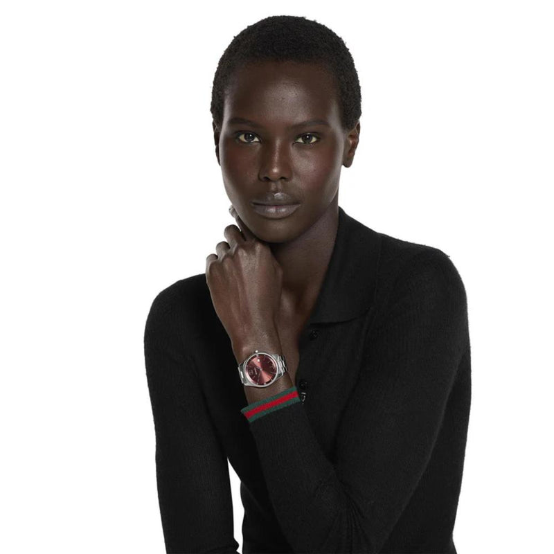 20% OFF - Gucci G-Timeless Quartz Silver Steel Burgundy Dial 38mm Watch YA1264239