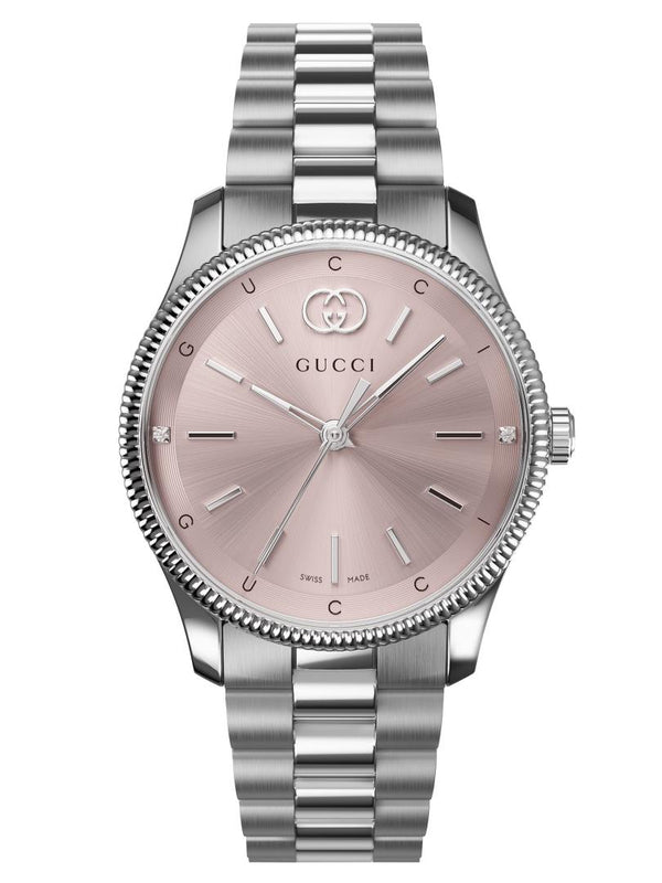 Gucci G-Timeless Quartz Pink Dial 29mm Diamond Ladies Watch YA1265061