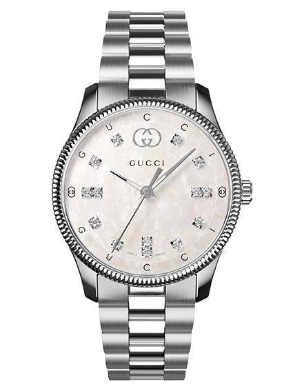 Gucci G-Timeless Quartz White Mother of Pearl Dial 29mm Diamond Ladies Watch YA1265064