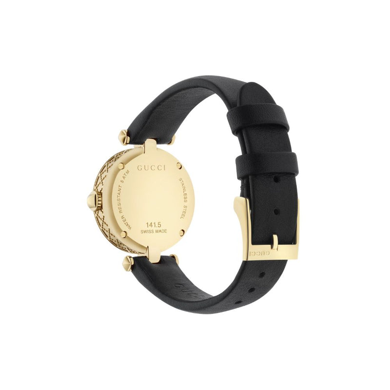 Gucci Diamantissiam Black Leather 27mm Ladies Watch YA141505