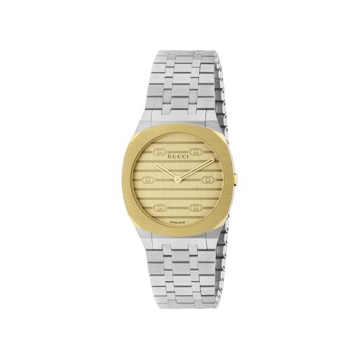Gucci 25H 2 Tone 30mm Ladies Watch YA163502