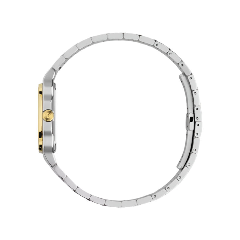 Gucci G-Flat Quartz Silver Tone with Yellow Gold PVD 30mm Watch YA166506