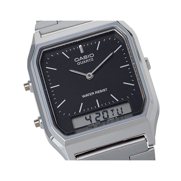 Casio Vintage Analogue-Digital Silver Steel Watch AQ-230A-1DMQYES