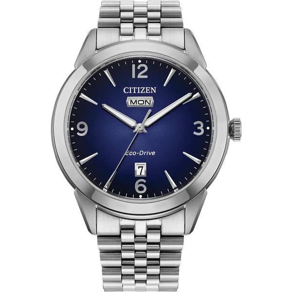 Citizen Rolan Eco-Drive Silver Steel Blue Dial 41mm Watch AW0150-53L