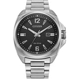 Citizen Sport Eco Drive Silver Steel Black Dial 42mm Watch AW1720-51E