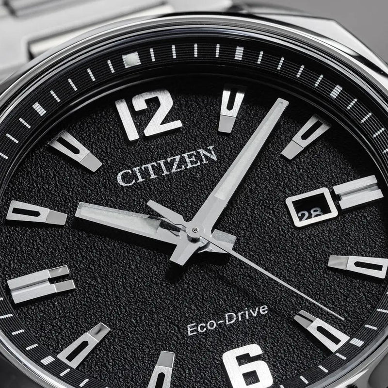 Citizen Sport Eco Drive Silver Steel Black Dial 42mm Watch AW1720-51E