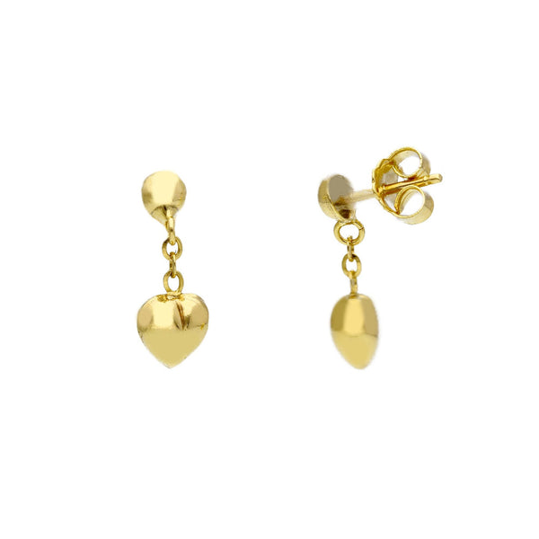9ct Gold Heart Drop Earrings