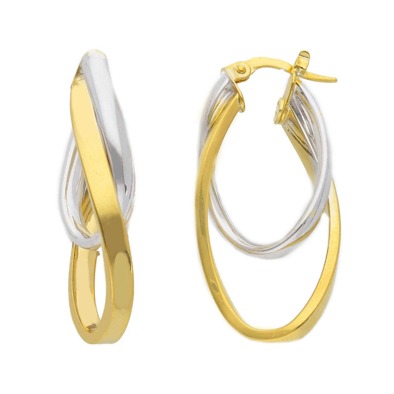 9ct Two Tone Gold Double Hoop Earrings