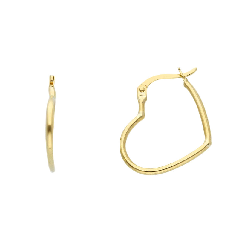 9ct Gold Heart Hoop Earrings