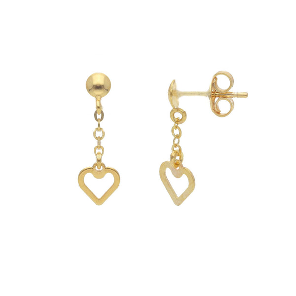 9ct Gold Heart Drop Earrings