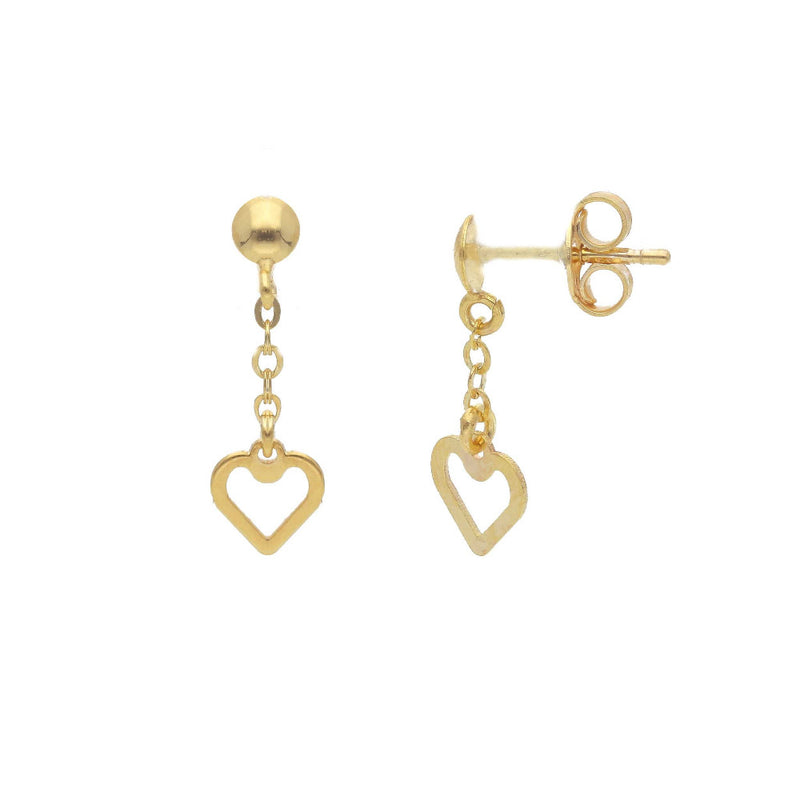 9ct Gold Heart Drop Earrings