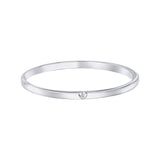 Sterling Silver Diamond Heart Hinged Kids Bangle