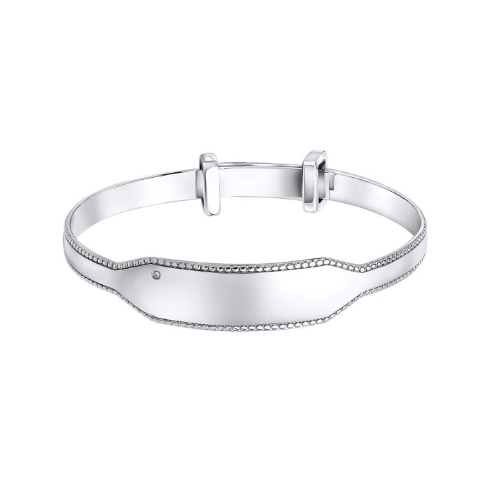 Sterling Silver Diamond Millegrain Edge Expandable Kids Bangle