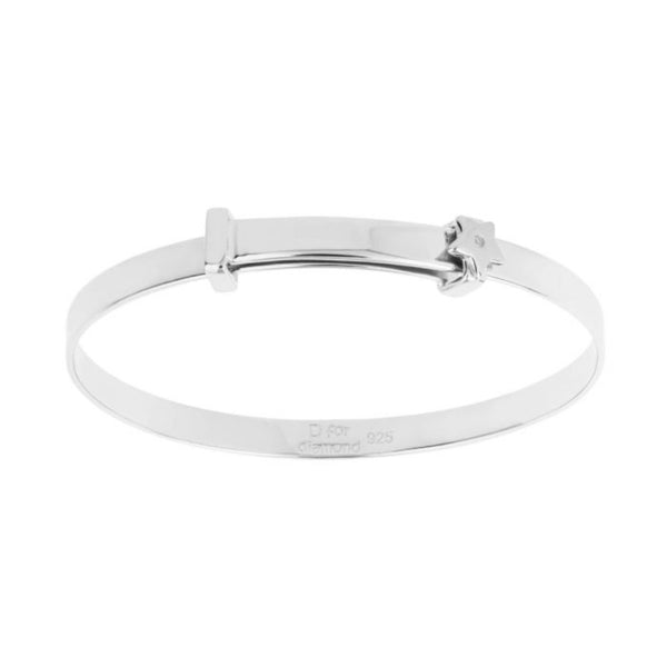 Sterling Silver Baby Star Motif Expandable Diamond Bangle