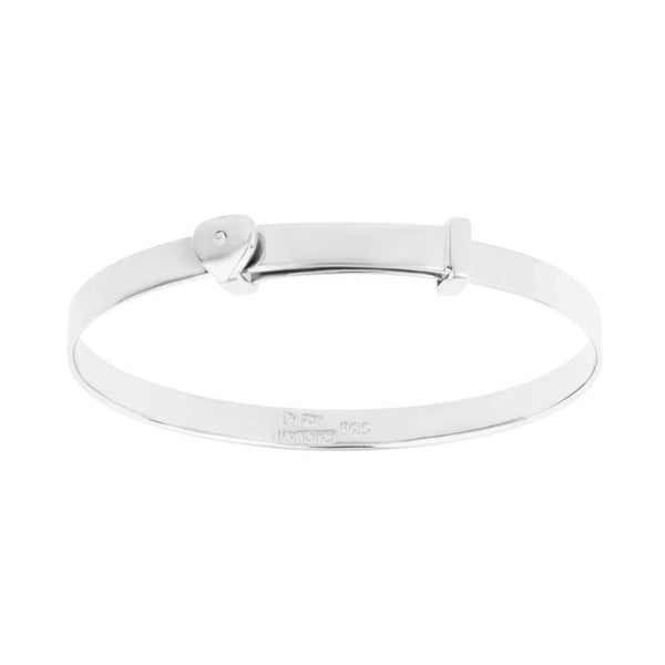 Sterling Silver Baby Heart Motif Expandable Diamond Bangle