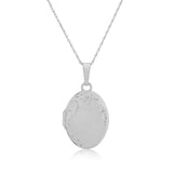 Sterling Silver Oval Locket Engraved Necklace