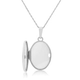 Sterling Silver Oval Locket Engraved Necklace
