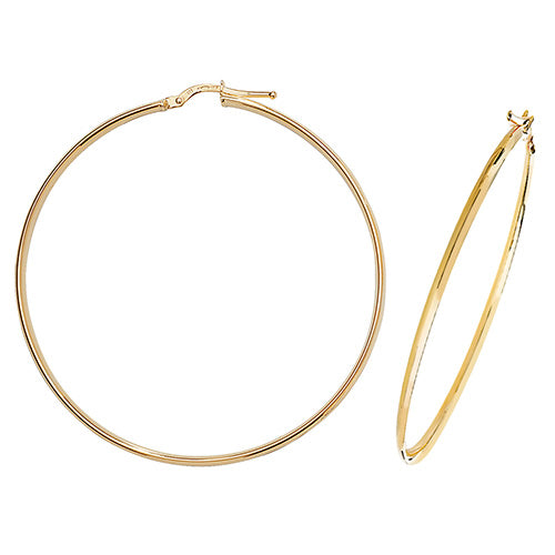 9ct Gold 2.70mm Thickness Polished Round Hoop Earrings