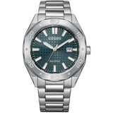Citizen Weekender Sport Eco-Drive Silver Steel Green Dial 41mm Watch BM7630-80X