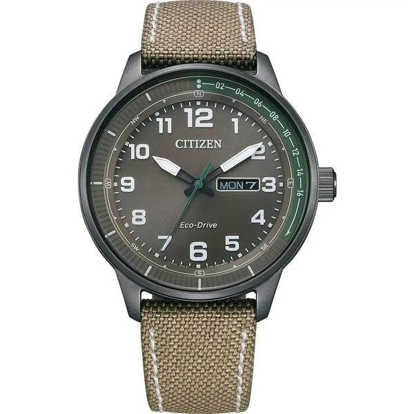 Citizen Weekender Eco-Drive Beige Fabric Strap Brown Dial 42mm Watch BM8595-16H