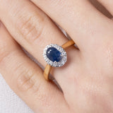 9ct Gold Diamond and Oval Ruby / Sapphire Ring