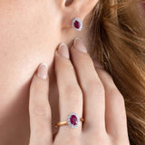 9ct Gold Diamond and Oval Ruby / Sapphire Ring