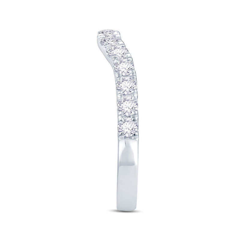 18ct White Gold Deep Curved Diamond Ring