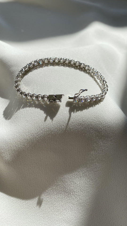 Carat London Sterling Silver Hailey Round Prong Tennis Bracelet