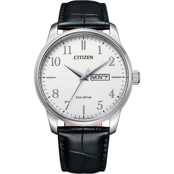 Citizen Eco Drive Black Leather Strap 42mm Watch BM8550-14A