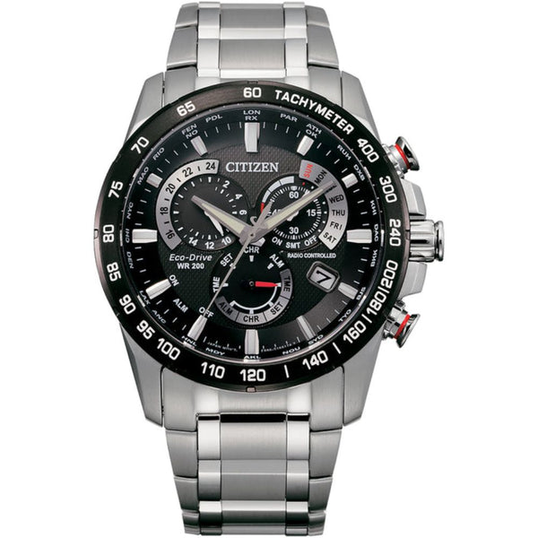 Citizen Perpetual Eco Drive Stainless Steel Black Dial 43mm Mens Watch CB5898-59E