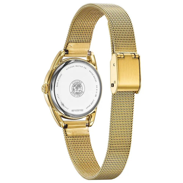 Citizen Mini Eco Drive Gold Steel 27mm Ladies Watch EM0682-58P