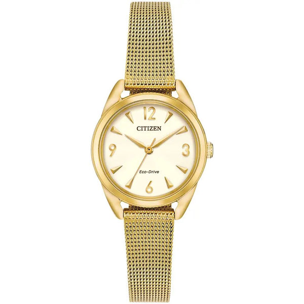 Citizen Mini Eco Drive Gold Steel 27mm Ladies Watch EM0682-58P