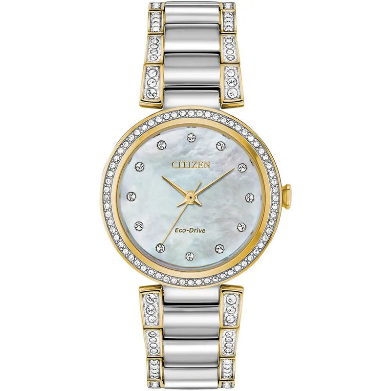 Citizen Silhouette Eco Drive Two Tone Steel Crystal 28mm Ladies Watch EM0844-58D