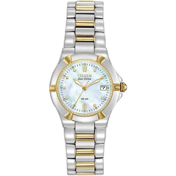 Citizen Riva Eco Drive Two Tone Steel Mother of Pearl Dial 26mm Ladies Watch EW1534-57D