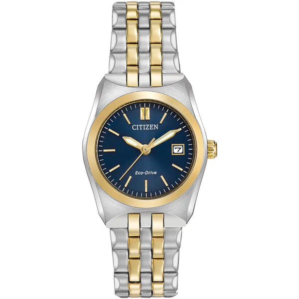 Citizen Corso Eco Drive Two Tone Steel Blue Dial 28mm Watch EW2294-53L